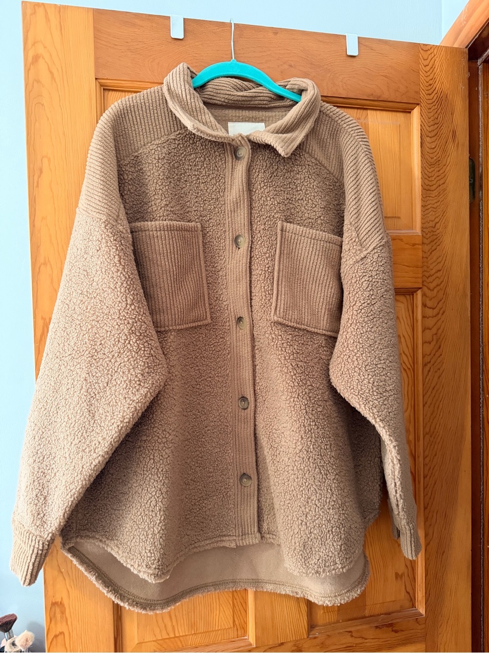 American Eagle Outfitters Tan/Brown Sherpa Button Jacket